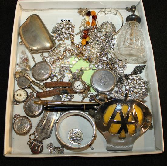 Costume jewellery, pens, movements, etc